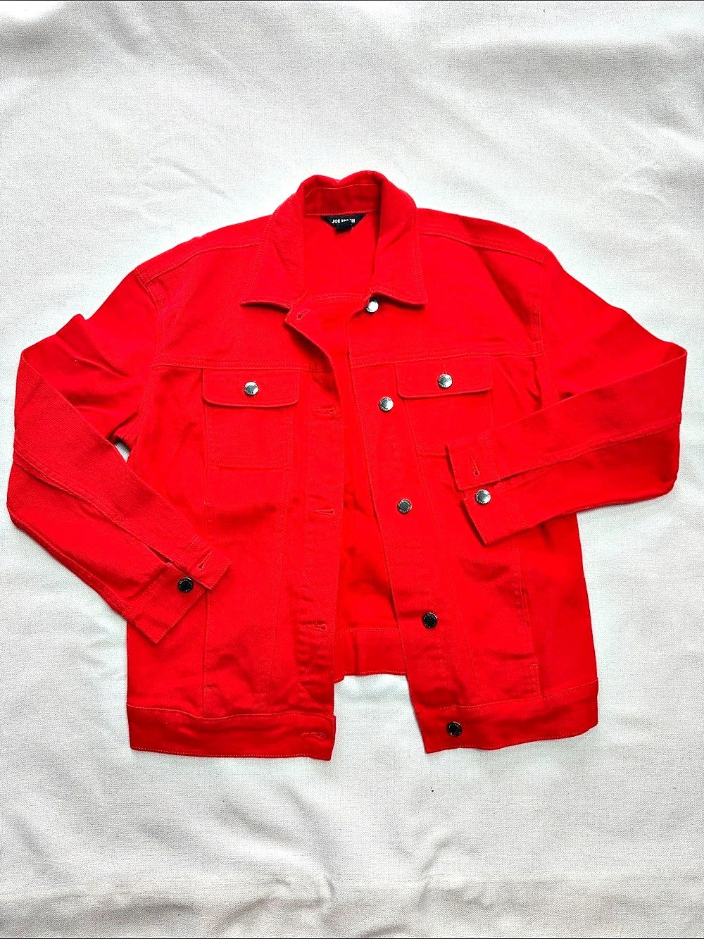 Women’s Joe Fresh Red Denim Jacket Size Small Like New